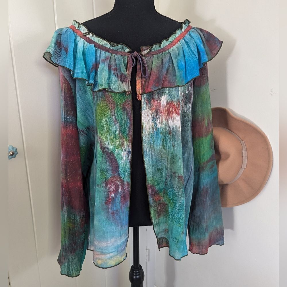 Sucesos Hand Painted Countryside Clowncore Coastal Cowgirl Granny Chic Top